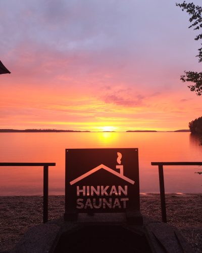 auringonlasku Saimaalla Hinkanrannan saunojen edustalla, Lappeenranta